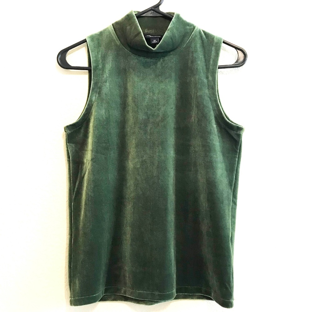 J. Crew / Jeans Green No Sleeves Turtle Neck Top